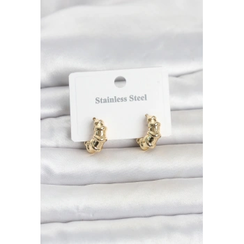 Nevamel® 316L Çelik Gold Renk Halka Model Kadın Küpe 5886