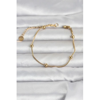 Nevamel® 316L Çelik Gold Renk Top Zincirli Kadın Bileklik 5886