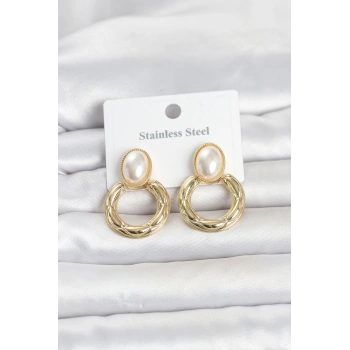 Nevamel® 316L Çelik Gold Renk Vintage Model Kadın Küpe 5886