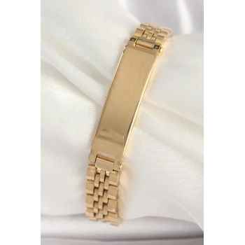 Nevamel® 316L Çelik Gold Renk Zincir Künye Model Erkek Bileklik 5886