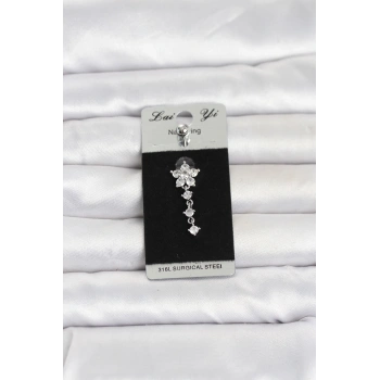 Nevamel® 316L Cerrahi Çelik Sallantılı Çiçek Model Göbek Piercing 5886
