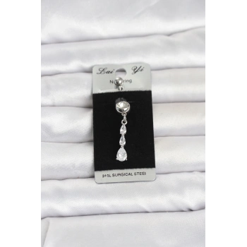 Nevamel® 316L Cerrahi Çelik Sallantılı Damla Model Göbek Piercing 5886