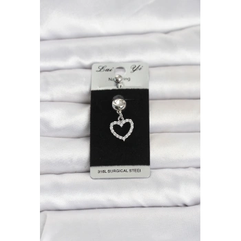 Nevamel® 316L Cerrahi Çelik Sallantılı Kalp Model Göbek Piercing 5886