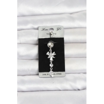 Nevamel® 316L Cerrahi Çelik Sallantılı Zirkon Taşlı Model Göbek Piercing 5886