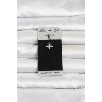Nevamel® 316L Cerrahi Çelik Yıldız Model Zirkon Taşlı Göbek Piercing 5886