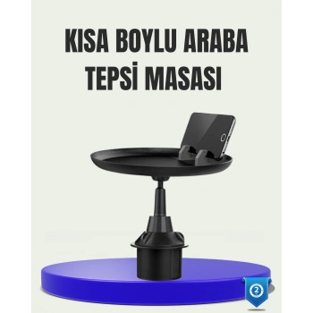 Nevamel® 360° Döner Araç Bardaklık Tepsisi Geniş Yemek Alanlı Telefon Standlı