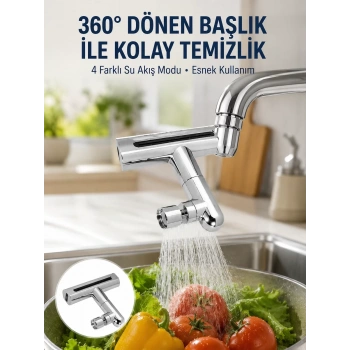 Nevamel® 360° Dönüşlü Su Akışı Başlığı | 4ü 1 Arada Kullanım Yeni Nesil
