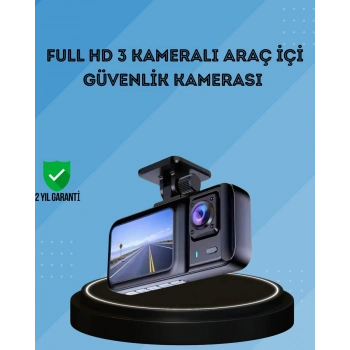 Nevamel® 360° Kapsama Sahip Full HD Araç Kamerası 3’lü Kayıt Gece Görüşlü DashCam