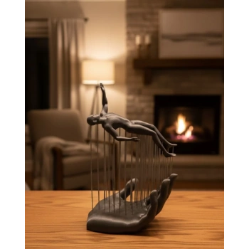 Nevamel® 3D El İnsan Figürü Gri Modern Ev ve Ofis Dekoru