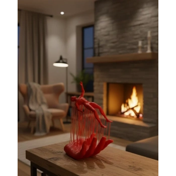 Nevamel® 3D El İnsan Figürü Kırmızı Minimal Modern Ev ve Ofis Dekoru 12x18 cm