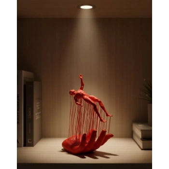 Nevamel® 3D El Üzerinde İnsan Figürü Kırmızı Sanatsal Masa Üstü Dekor 12x18 cm