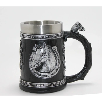 Nevamel® 3D Kabartmalı At Büstü Paslanmaz Çelik Kupa Bardak