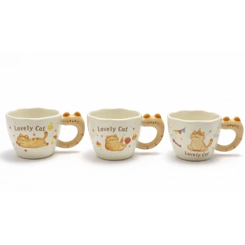 Nevamel® 3D Kedi Kuyruk Detaylı Kupa Bardak