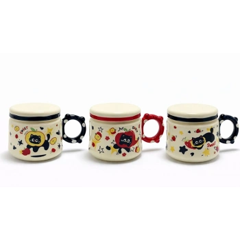 Nevamel® 3D Kedi Tasarımlı Kapaklı Seramik Kupa Bardak