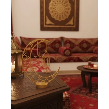 Nevamel® 3D Ramazan Dekor Özel Baskı Hilal Yıldız Masa Üstü