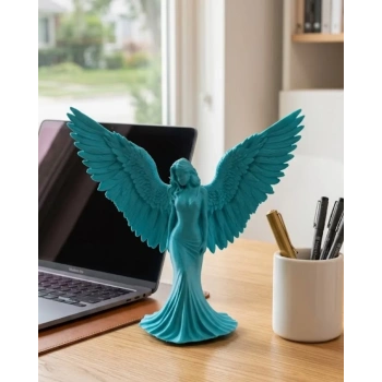 Nevamel® 3D Turkuaz Melek İnsan Biblo  Estetik Dekoratif Obje