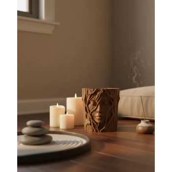 Nevamel® 3D Yüz Figürlü Doğa Konseptli Dekoratif Saksı Şık Vazo Tasarımı