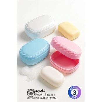 Nevamel®  3’lü Sızdırmaz Kapaklı Sabunluk Seti -   Hijyenik Seyahat ve Banyo Kutusu