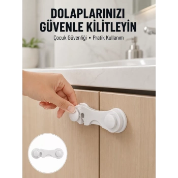 Nevamel® 4 Adet Bebek Güvenlik Dolap Kilidi Çift Taraflı Bantlı Kolay Montajlı Emniyet Seti Yeni Nesil