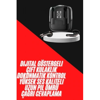 Nevamel 4 Adet Çift Kulaklık Dijital Göstergeli Yüksek Ses Kaliteli Bluetooth Kulaklık