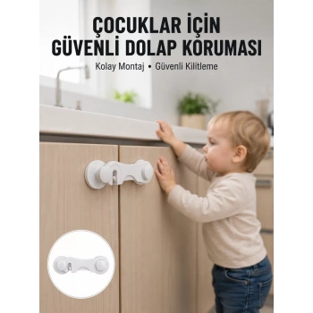 Nevamel® 4 Adet Dolap ve Çekmece Emniyet Kilidi Çift Taraflı Bantlı Güvenli Tasarım Yeni Nesil