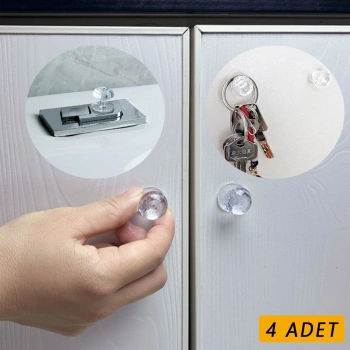 Nevamel 4 Adet Kristal Tasarımlı Çok Amaçlı Yapışkanlı Tutacak Buton