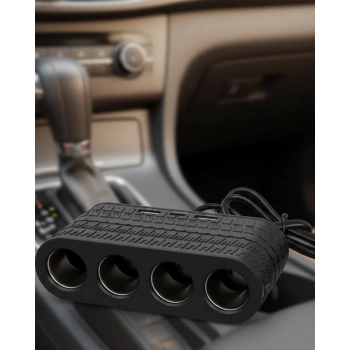 Nevamel® 4 Çakmak Girişli Araç Çoklayıcı Type C ve USB Destekli Güvenli Güç Dağıtıcı