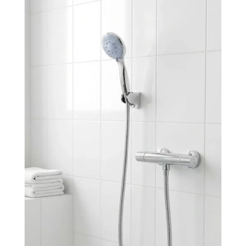 Nevamel® 4 Kademeli Mavi Duş Seti El Duşu Başlığı Spiral Hortum ve Duvar Askısı