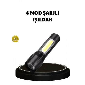 Nevamel® 4 Mod Şarjlı Işıldak | Ultra Güçlü Cree LED | Su Geçirmez Alüminyum Gövde