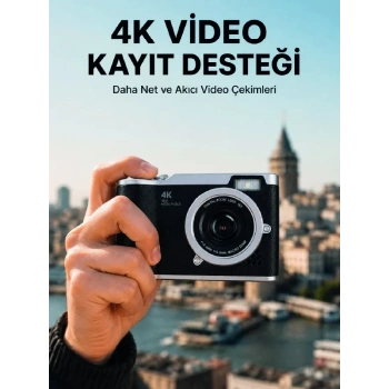 Nevamel® 48 MP Dijital Kamera 4K Video Çekim Özellikli Kompakt Tasarım