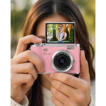 Nevamel® 48 MP Vlog Kamera 1080P Video Flip Screen Uzun Pil Ömrü Selfie Kamera
