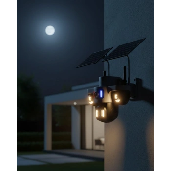 Nevamel® 4G Destekli Çift Güneş Panelli IP Kamera Gece Görüşlü ve Sesli İletişimli