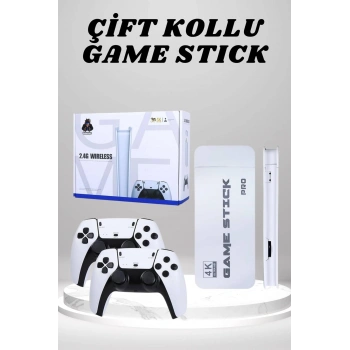 Nevamel® 4K HD Görüntü Kaliteli Retro Game Stick 20000 Oyunlu Çift Kollu Beyaz Game Stick