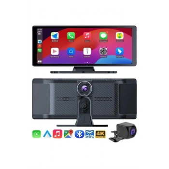 Nevamel 4K Ultra Araç İçi Ön ve Arka Kameralı Ekran HD 2 Kameralı Torpido Üstü Araç Multimedya