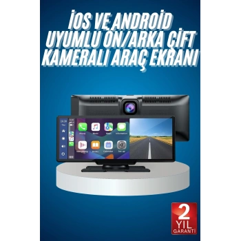 Nevamel 4K Ultra Araç İçi Ön ve Arka Kameralı Ekran HD 2 Kameralı Torpido Üstü Araç Multimedya