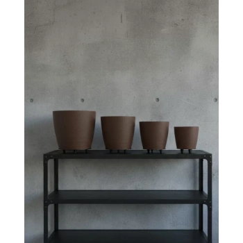 Nevamel® 4’lü 3D Modern Kahverengi Vazo Seti Ayaklı Dekoratif Saksı Takımı