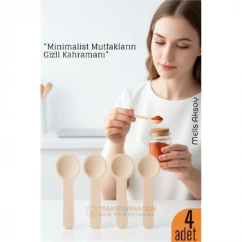 Nevamel® 4’lü Ahşap Ölçü Kaşığı Seti – 6.5 cm Doğal Ahşap Baharat ve Kahve İçin Pratik Mutfak Yardımcısı