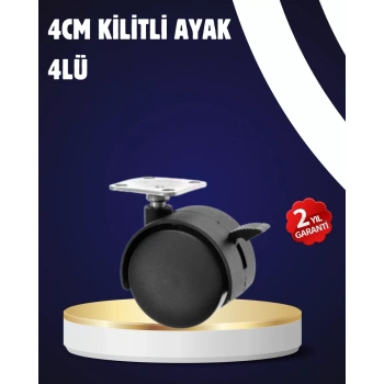Nevamel® 4’lü Kilitli Tekerlek Ayak 4 cm Sessiz ve Dayanıklı