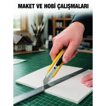 Nevamel® 5 Adet Metal Falçata Seti Ergonomik Saplı Çelik Maket Bıçağı Koli Ambalaj PVC Kesici