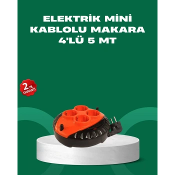 Nevamel® 5 Metre Kablolu 4’lü Kırmızı Priz Makara