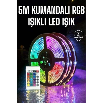Nevamel 5 Metre Şerit Led RGB Işıklı Kumandalı Güç Adaptörü Her Ortama Uygun
