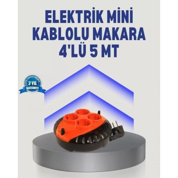 Nevamel® 5 Metre Uzatma Kablolu 4 Prizli Makara Kırmızı