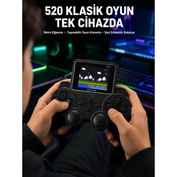 Nevamel® 520 Oyunlu Taşınabilir El Oyun Konsolu TV Bağlantılı Şarjlı Gamepad