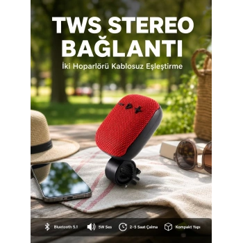 Nevamel® 5W Kablosuz Bluetooth Hoparlör Güçlü Bas ve FM Radyo