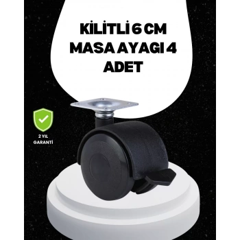 Nevamel® 6 cm Kilitli Tekerlek Ayak 4 Adet Sehpa ve Ekipman Uyumlu