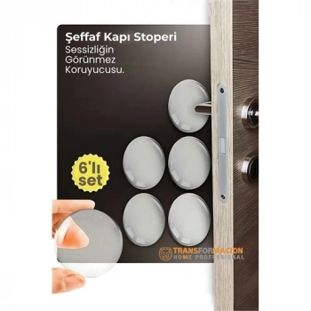 Nevamel® 6lı Kristal Koruma  Şeffaf Kapı Stoperi Tampon Seti | Duvar & Mobilya Çarpma Önleyici