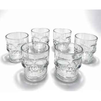 Nevamel® 6lı Kurukafa Şeffaf Cam Shot Bardağı Seti 6x5 cm