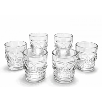 Nevamel® 6lı Kurukafa Şeffaf Cam Shot Bardağı Seti 9x8 cm