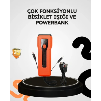 Nevamel® 600 Lümen Bisiklet Ön Işık Powerbankli Çakar COB Led