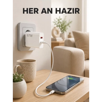 Nevamel® 67 Watt Type C Şarj Adaptörü Asus Zenfone 7 8 9 Uyumlu Yeni Nesil